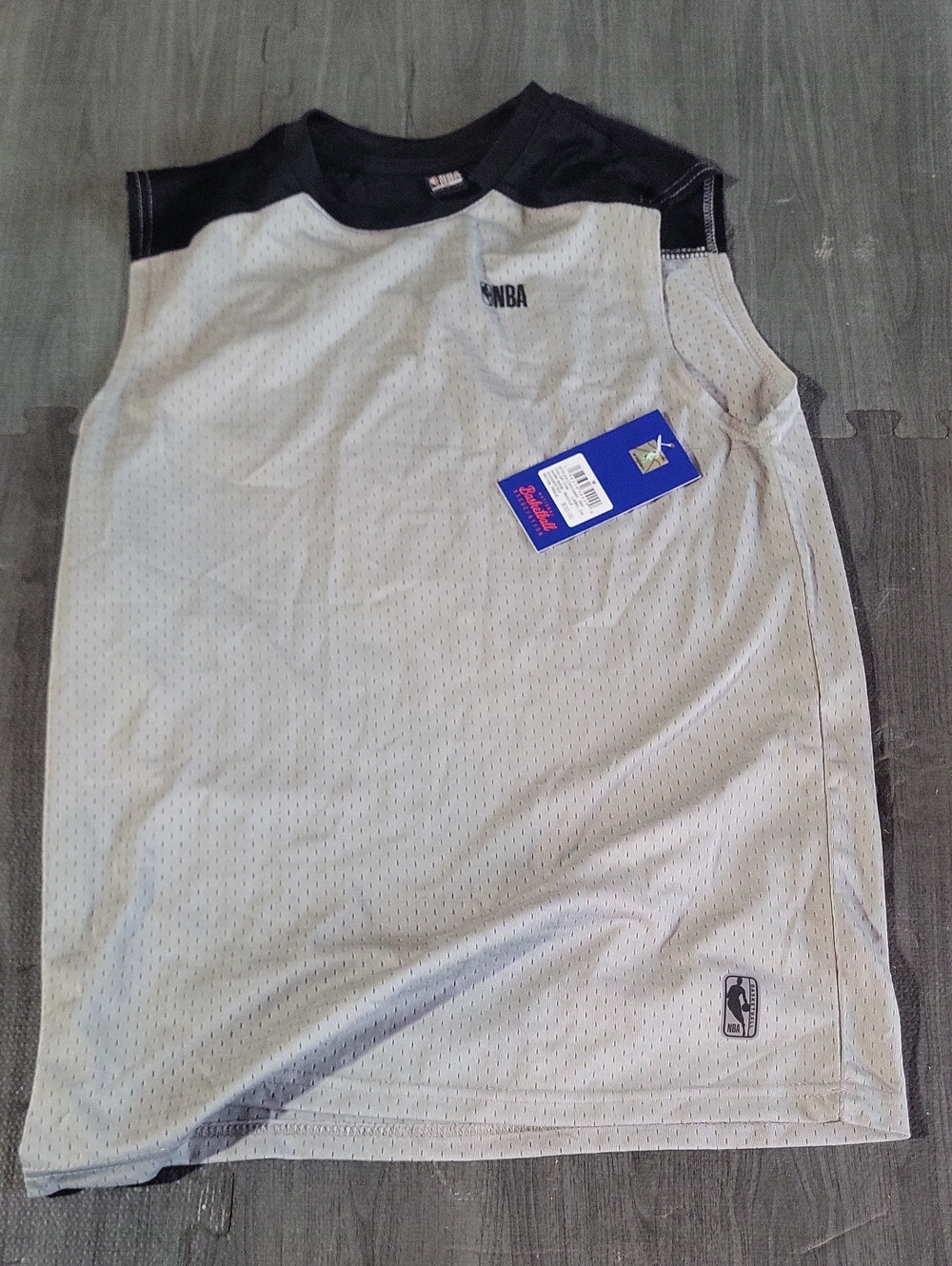 NBA Men’s Sleeveless Mesh Tank - Gray with Black Trim